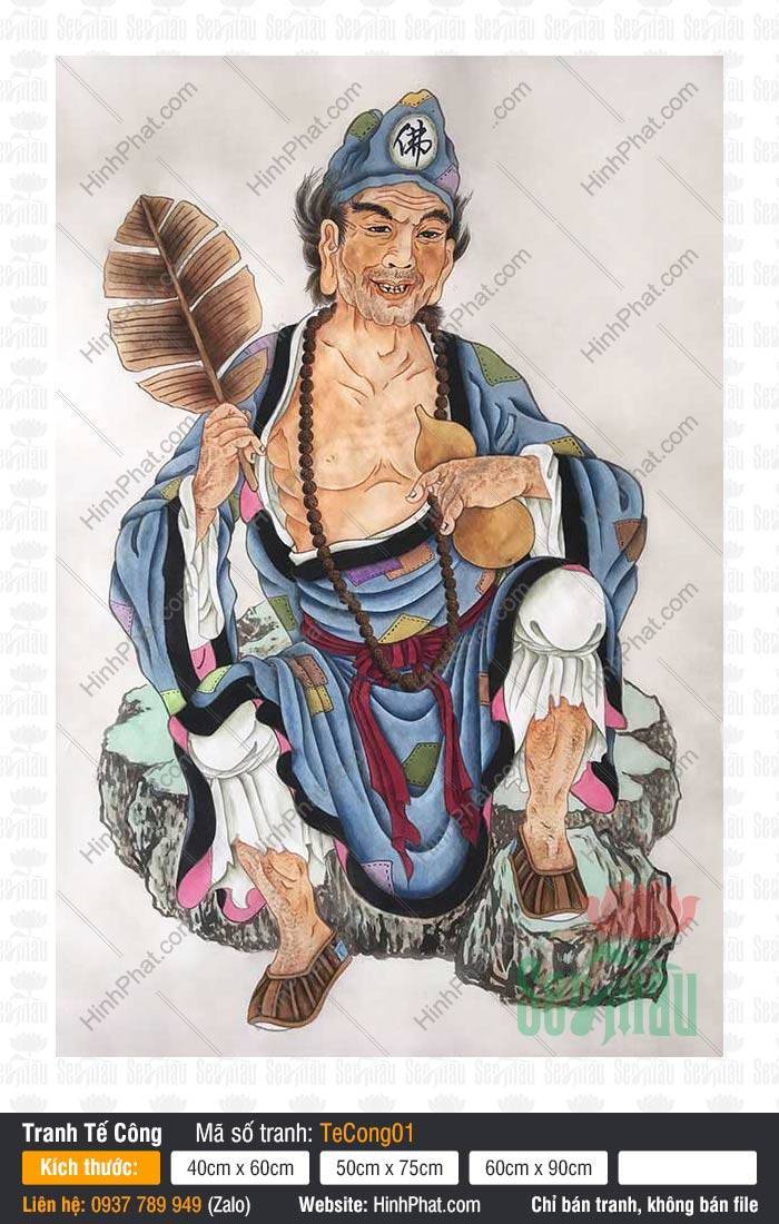 Tế Công TeCong01 Hình Tế Công TeCong01 khoác y xanh vá ngự trên đá
