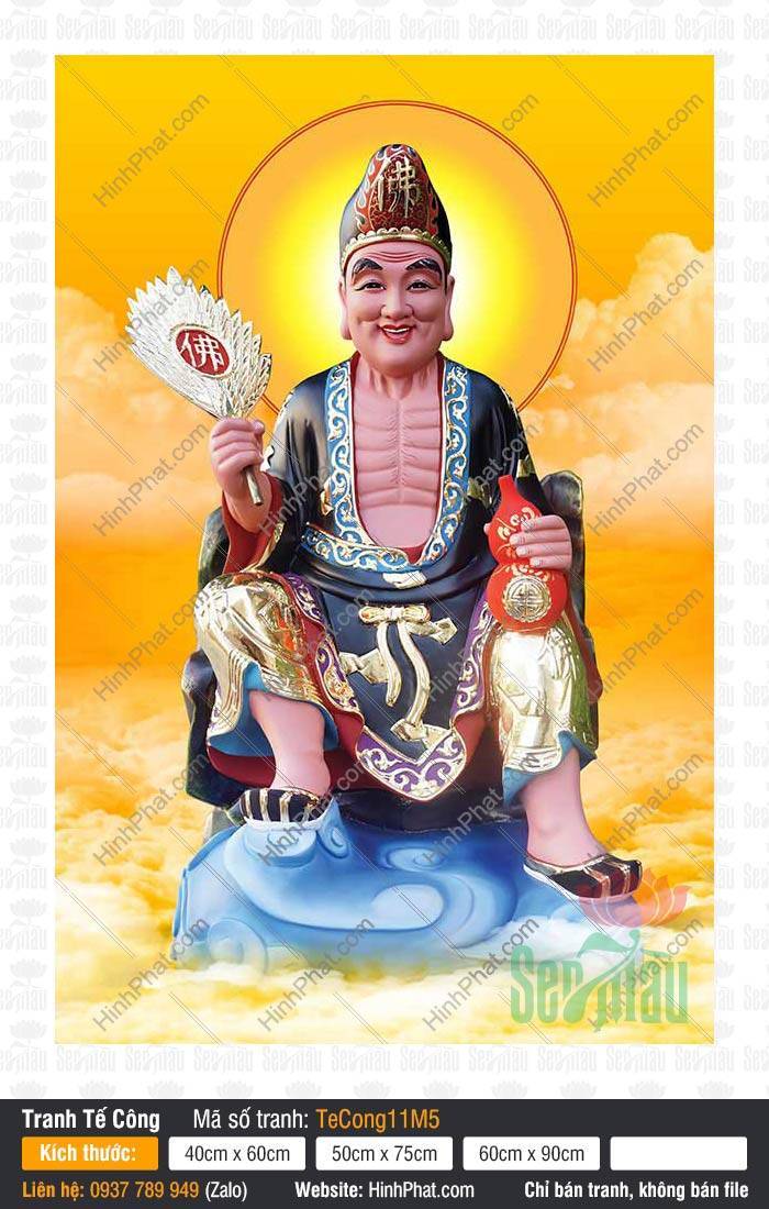 Tranh Tế Công Đẹp Nhất TeCong11M5 Tranh Tế Công Đẹp Nhất TeCong11M5 ngồi trên bệ mây xanh tay nâng hồ lô đỏ