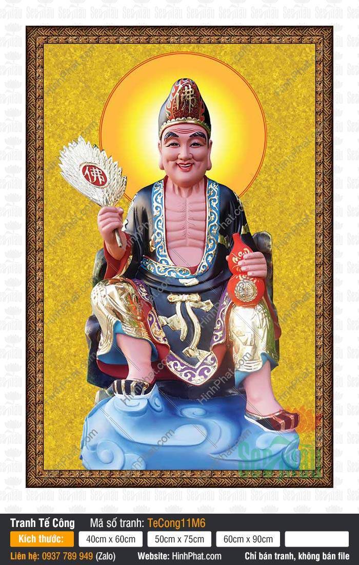Tranh Vẽ Tế Công TeCong11M6 Tranh Vẽ Tế Công TeCong11M6 khoác áo choàng đen ôm hồ lô đỏ ngồi trên mây