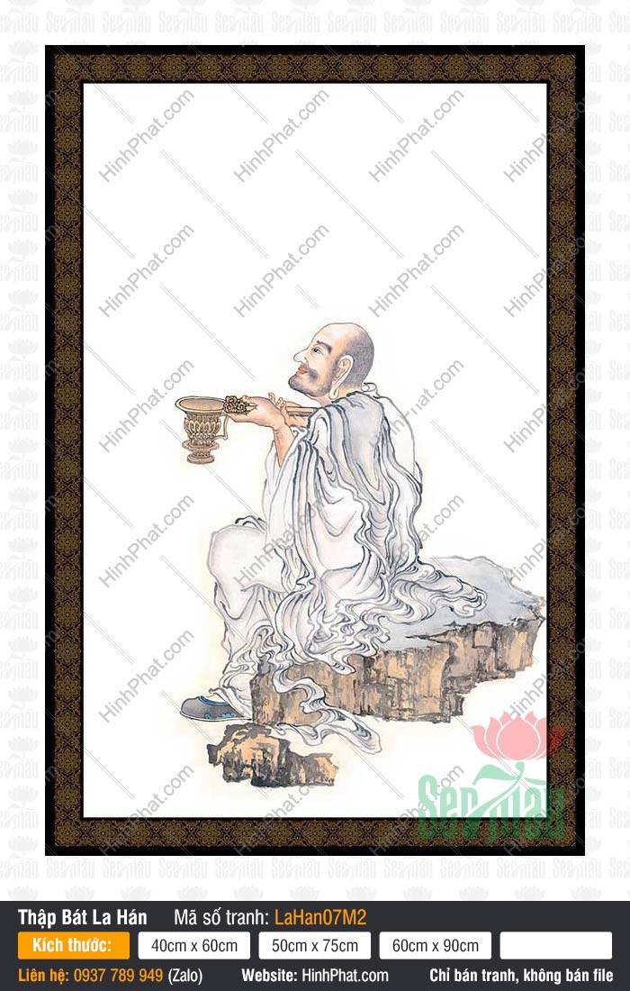 Hình 18 Vị La Hán LaHan07M2, Tranh Thập Bát La Hán, Hình Thập Bát La Hán, Mười Tám Vị La Hán, Thập Bát La Hán, Hình Ảnh Phật Giáo