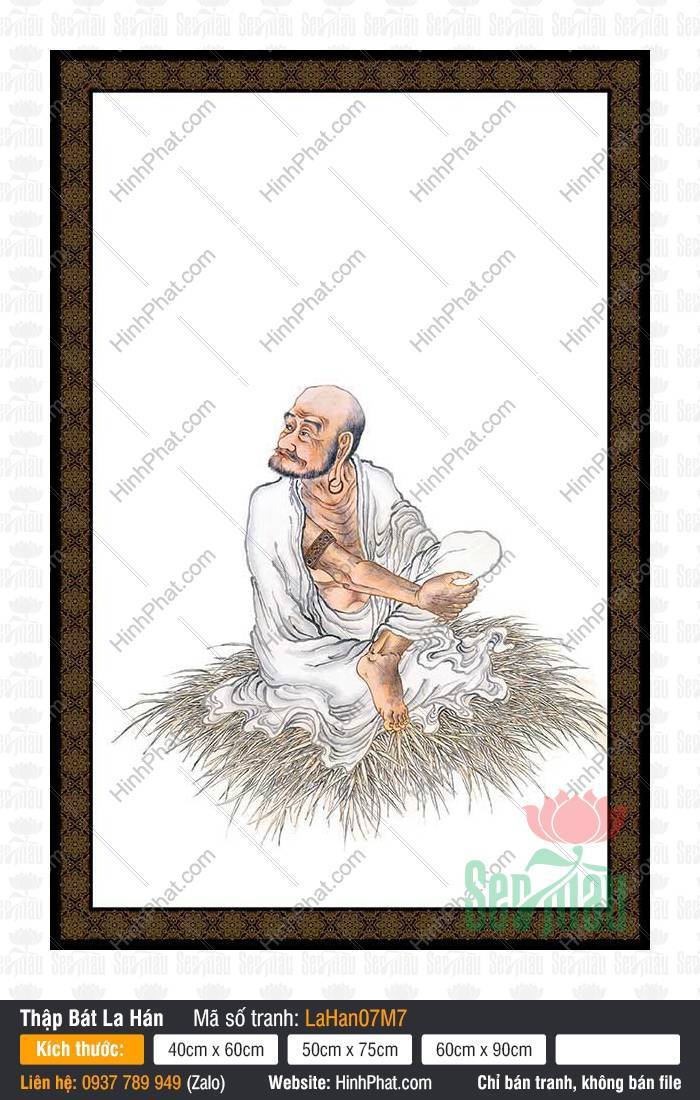Hình Mười Tám Vị La Hán LaHan07M7 Hình Mười Tám Vị La Hán LaHan07M7 khắc họa Kỵ Tượng La Hán ngồi trên tòa cỏ