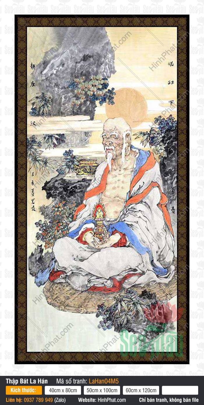 Hình Thập Bát La Hán Đẹp Đẹp Nhất LaHan04M5 Hình Thập Bát La Hán Đẹp Đẹp Nhất LaHan04M5 khắc họa Tĩnh Tọa La Hán thiền định