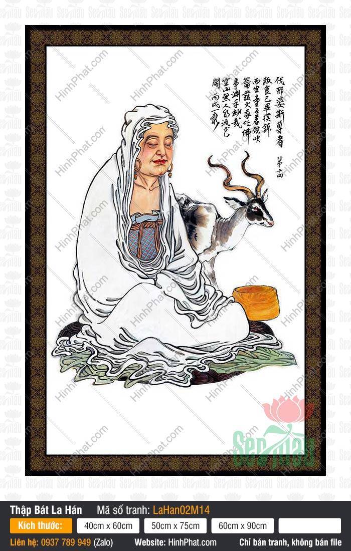 Tranh Thập Bát La Hán Khổ Lớn LaHan02M14 Tranh Thập Bát La Hán Khổ Lớn LaHan02M14 họa tôn giả trùm bạch y thiền.