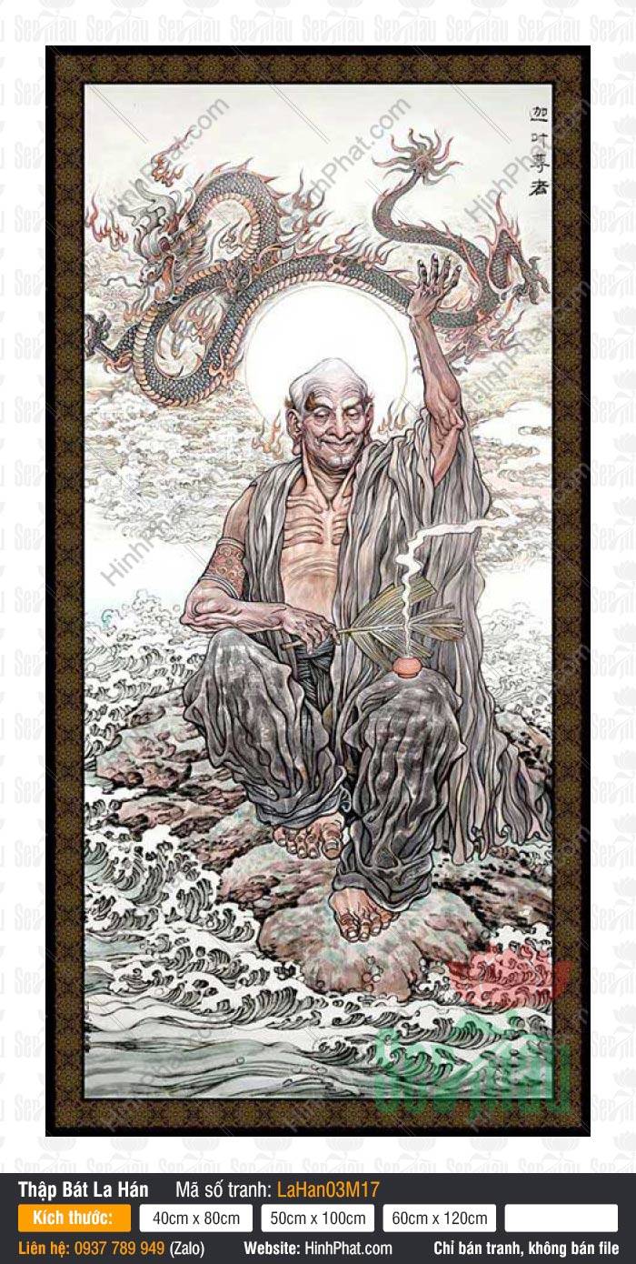 Tranh Thập Bát La Hán Khổ Lớn LaHan03M17, Tranh 18 Vị La Hán, Hình Thập Bát La Hán, Mười Tám Vị La Hán, Thập Bát La Hán, Buddha