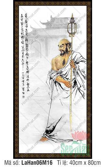 Hình Thập Bát La Hán Đẹp LaHan06M16, tôn giả cầm thiền trượng Hình Thập Bát La Hán Đẹp LaHan06M16, tôn giả cầm thiền trượng