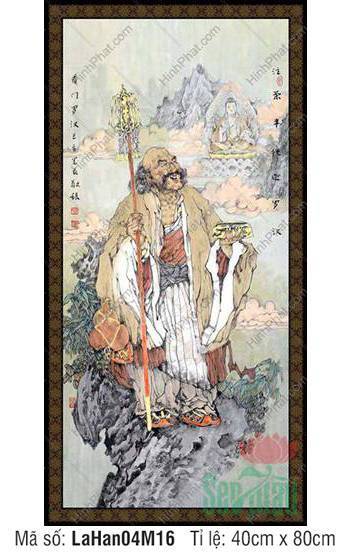 Tranh Vẽ 18 Vị La Hán LaHan04M16, đức Kháng Môn tự tại Tranh Vẽ 18 Vị La Hán LaHan04M16, đức Kháng Môn tự tại