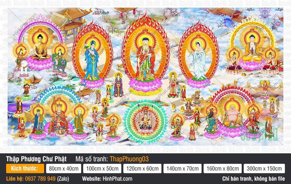 Tranh Thập Phương Chư Phật ThapPhuong03 Tranh Thập Phương Chư Phật ThapPhuong03 ngự trên tòa sen hồng hào quang rực rỡ