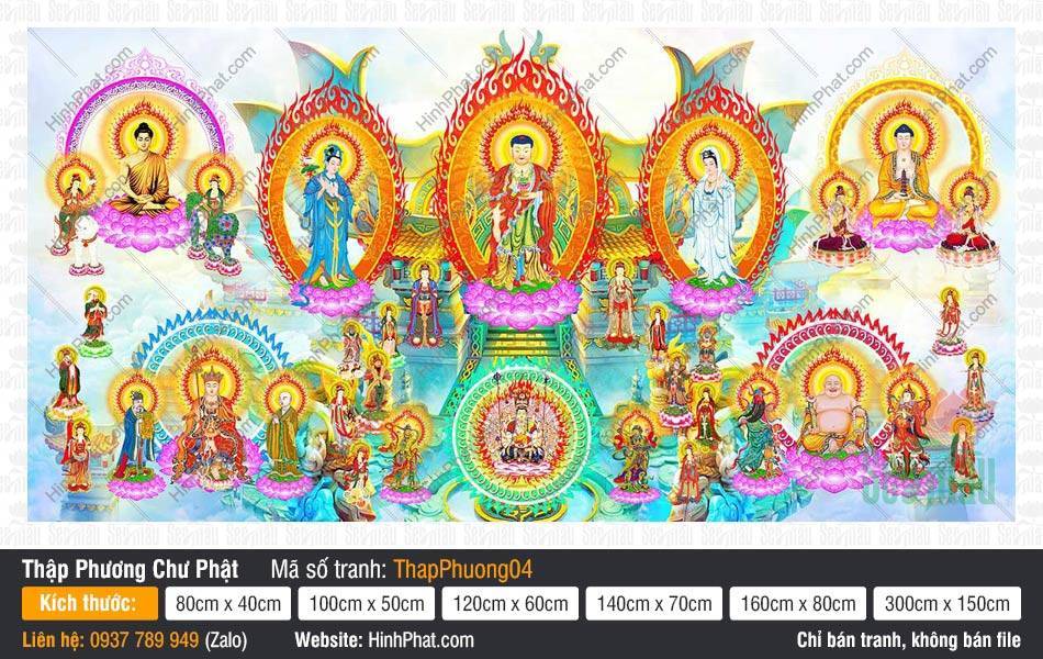 Mười Phương Chư Phật ThapPhuong04 Tranh Mười Phương Chư Phật ThapPhuong04 hội tụ chư Phật Bồ Tát rực rỡ hào quang