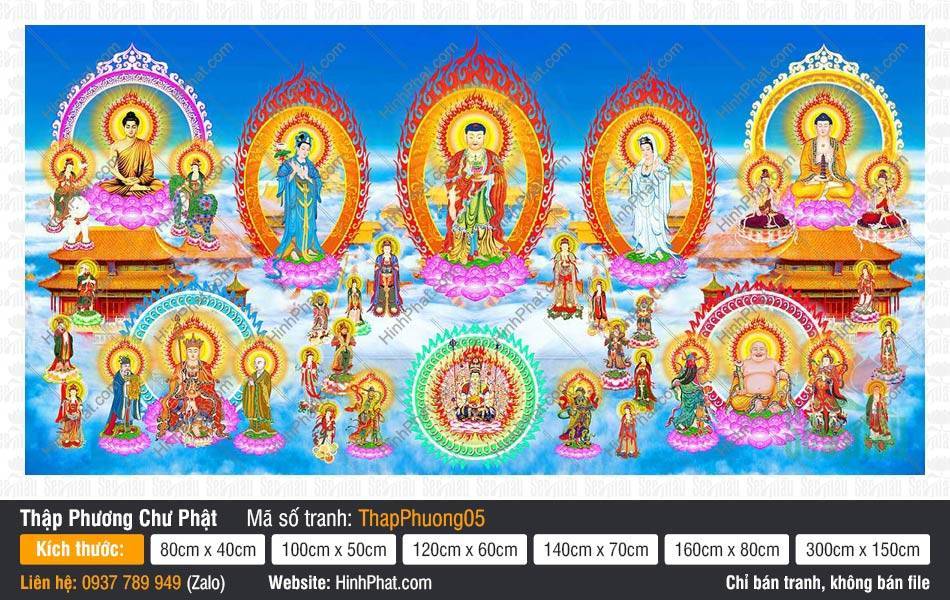 Tranh Mười Phương Chư Phật ThapPhuong05 Tranh Mười Phương Chư Phật ThapPhuong05 tái hiện cảnh giới chư Phật ngự thiên cung