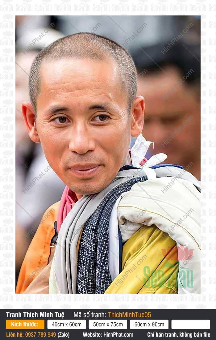 Tranh Thầy Thích Minh Tuệ 05 Tranh Thầy Thích Minh Tuệ 05 chân dung cận cảnh nụ cười tĩnh lặng