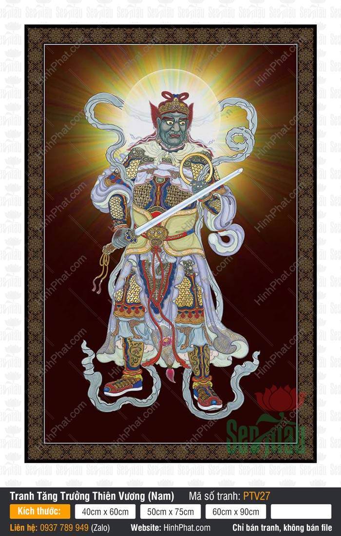 Tứ Đại Thiên Vương, Tăng Trưởng Thiên Vương PTV27 Tranh Tứ Đại Thiên Vương, Tăng Trưởng Thiên Vương PTV27 rực sáng hào quang tỏa tia