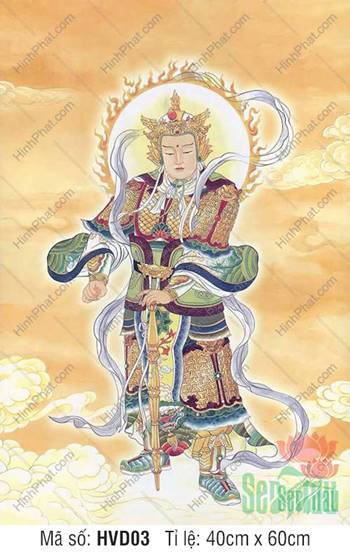 Hộ Pháp Vi Đà Tôn Thiên Bồ Tát HVD03, Uy Nghiêm Trên Nền Mây Vàng Hộ Pháp Vi Đà Tôn Thiên Bồ Tát HVD03, Uy Nghiêm Trên Nền Mây Vàng