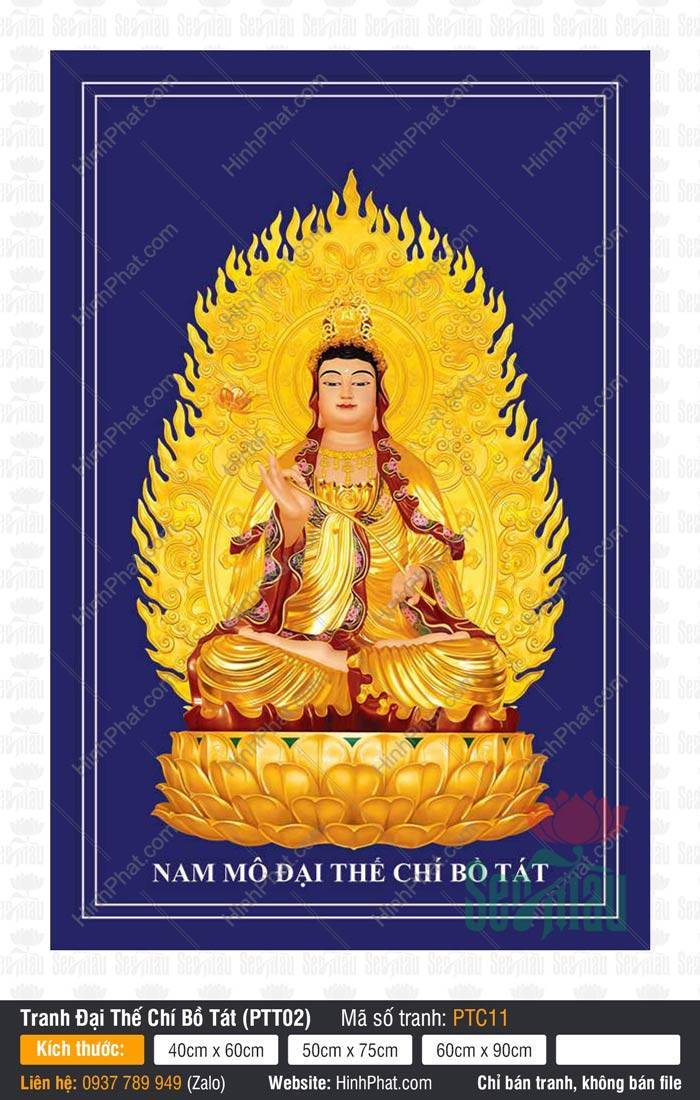 Đại Thế Chí Bồ Tát PTC11 Đại Thế Chí Bồ Tát PTC11, Tranh Đại Thế Chí Bồ Tát cầm hoa sen trên tòa sen vàng