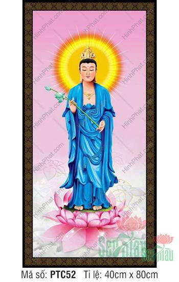 Đại Thế Chí Bồ Tát PTC52, Ngài mặc áo xanh cầm nhành sen