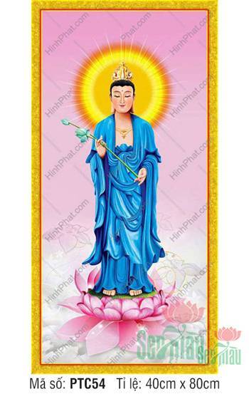 Hình Đại Thế Chí Bồ Tát PTC54, tôn tượng áo xanh đứng đài sen Hình Đại Thế Chí Bồ Tát PTC54, tôn tượng áo xanh đứng đài sen