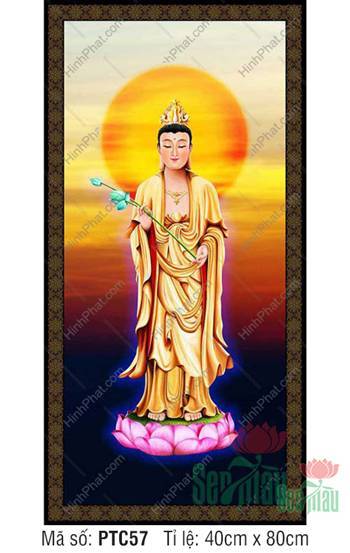 Tranh Đại Thế Chí Bồ Tát Đẹp PTC57, tôn tượng đứng giữa hào quang Tranh Đại Thế Chí Bồ Tát Đẹp PTC57, tôn tượng đứng giữa hào quang