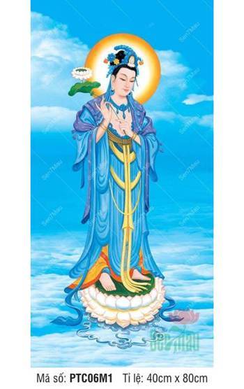 Tranh Đại Thế Chí Bồ Tát PTC06M1, Ngài đứng trên tòa sen trắng Tranh Đại Thế Chí Bồ Tát PTC06M1, Ngài đứng trên tòa sen trắng