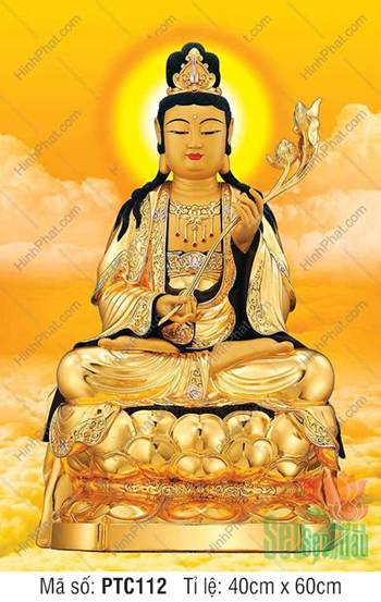 Tranh Đại Thế Chí Bồ Tát PTC112, tôn tượng tọa đài sen vàng Tranh Đại Thế Chí Bồ Tát PTC112, tôn tượng tọa đài sen vàng