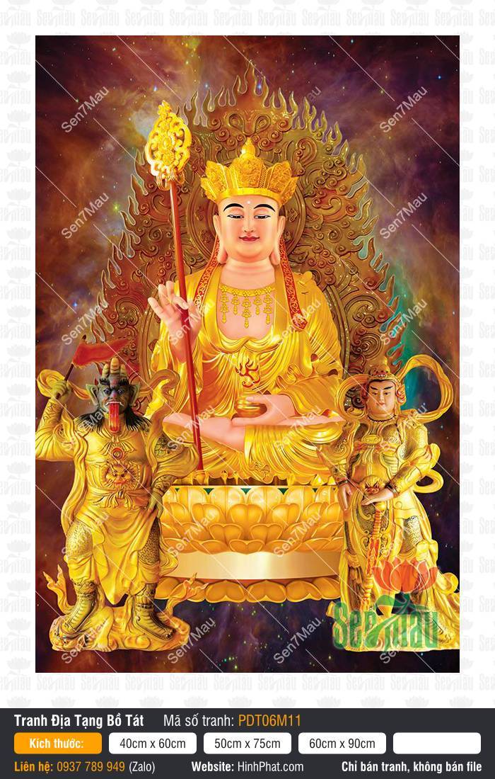 Hình Địa Tạng Bồ Tát PDT06M11 Hình Địa Tạng Bồ Tát PDT06M11 tay cầm tích trượng và minh châu uy nghiêm