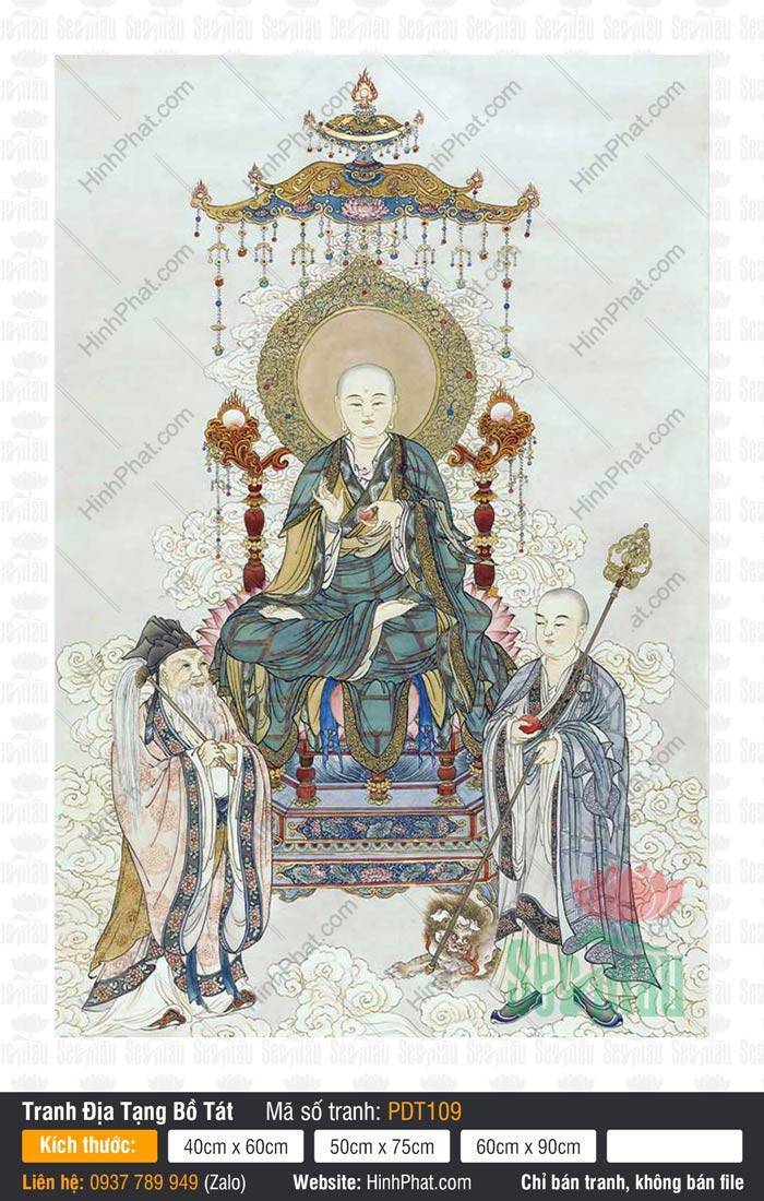 Hình Địa Tạng Vương Bồ Tát kích thước lớn PDT109 Hình Địa Tạng Vương Bồ Tát kích thước lớn PDT109 ngồi trên đài sen trang nghiêm