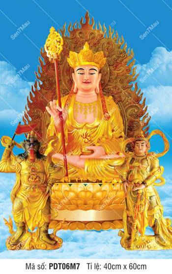 Ảnh Địa Tạng Vương Bồ Tát Đẹp PDT06M7, tôn tượng vàng uy nghi