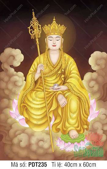 Hình Ảnh Đại Nguyện Địa Tạng Vương Bồ Tát PDT235, y vàng rực rỡ