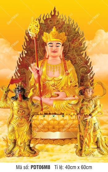 Hình Ảnh Đức Địa Tạng Vương Bồ Tát PDT06M8, tôn tượng sắc vàng rực rỡ