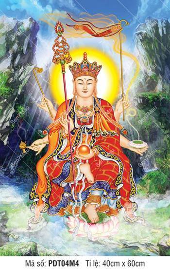 Hình Ảnh Ngài Địa Tạng Vương Bồ Tát PDT04M4, sáu tay trấn thế