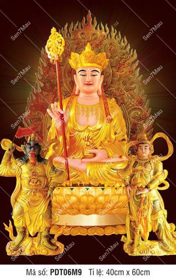 Hình Ảnh Ngài Địa Tạng Vương Bồ Tát PDT06M9, sắc vàng rực rỡ