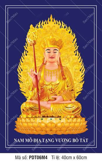 Hình Địa Tạng Bồ Tát Đẹp PDT06M4, tôn tượng vàng rực rỡ