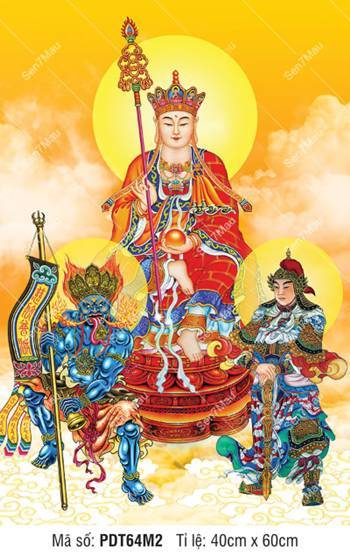 Hình Địa Tạng Vương Bồ Tát kích thước lớn PDT64M2, ngự sen đỏ