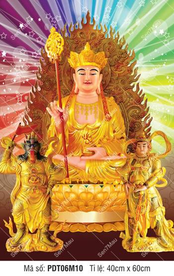 Tôn Ảnh Địa Tạng Vương Bồ Tát PDT06M10, Ngài Ngự Trên Đài Sen Vàng