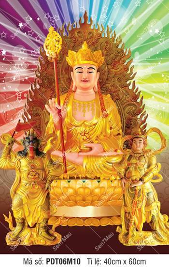 Tôn Ảnh Địa Tạng Vương Bồ Tát PDT06M10, Ngài Ngự Trên Đài Sen Vàng