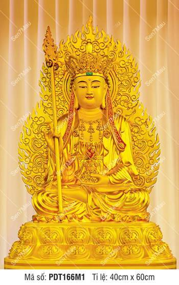 Tôn Ảnh Địa Tạng Vương Bồ Tát PDT166M1, tôn tượng nhũ vàng toàn thân