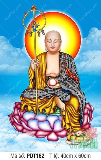 Tranh Địa Tạng Bồ Tát Đẹp Nhất PDT162, hiện thân từ bi cứu khổ