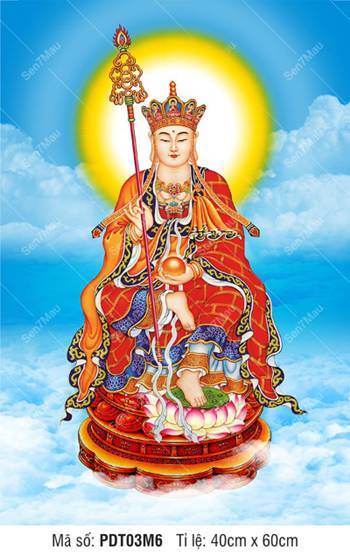 Tranh Địa Tạng Bồ Tát kích thước lớn PDT03M6, Ngài ngồi tự tại