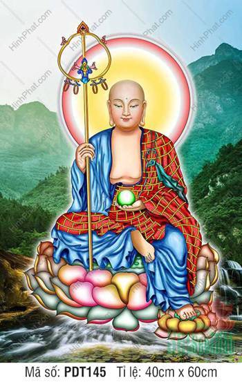 Tranh Địa Tạng Vương Bồ Tát Chất Lượng Cao PDT145, y đỏ xanh