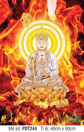 Tranh Địa Tạng Vương Bồ Tát Chất Lượng Cao PDT244, bạch y ngự hỏa