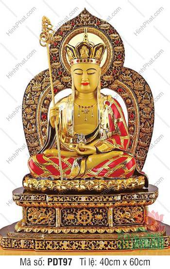 Tranh Địa Tạng Vương Bồ Tát Chất Lượng Cao PDT97, tọa đài sen vàng