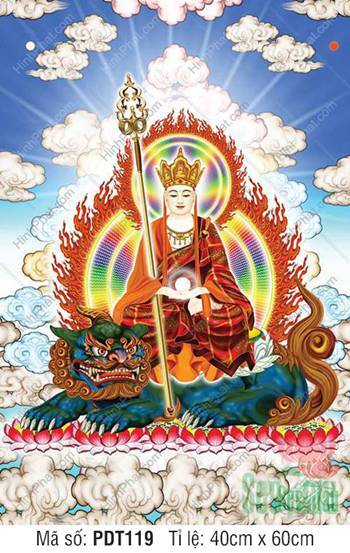 Tranh Địa Tạng Vương Bồ Tát kích thước lớn PDT119, cưỡi Linh Thính
