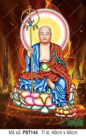 Tranh Đức Địa Tạng Bồ Tát PDT144, tôn dung Ngài uy nghiêm