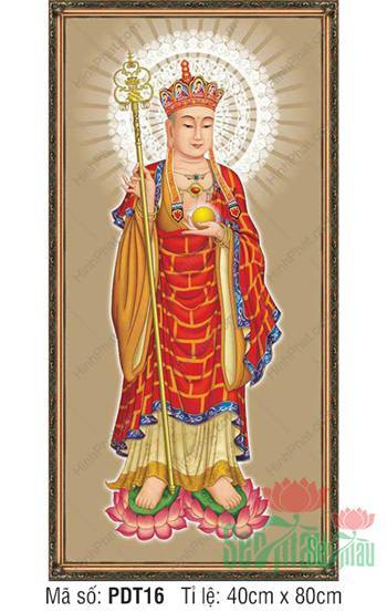 Hình Địa Tạng Vương Bồ Tát PDT16, tôn tướng đứng trên đài sen hồng