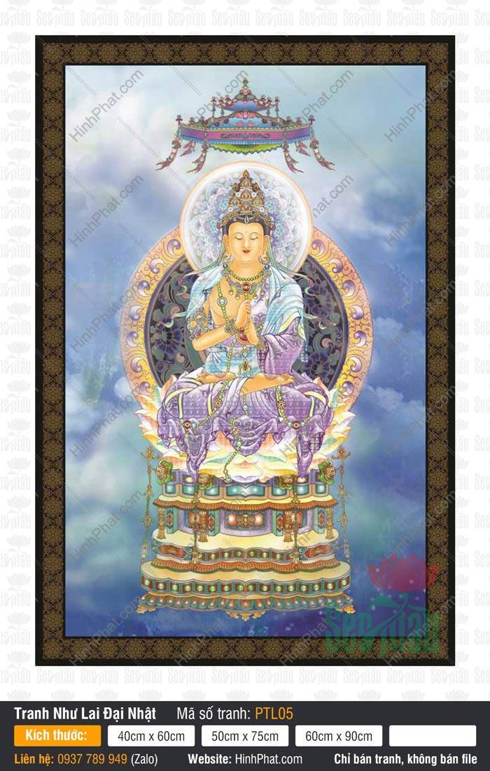 Hình Đại Nhật Như Lai đẹp PTL05 Hình Đại Nhật Như Lai đẹp PTL05 mô tả Đức Phật kết Ấn Trí Quyền trên tòa sen.