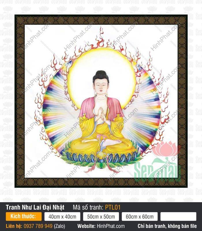 Như Lai Đại Nhật PTL01 Như Lai Đại Nhật PTL01 tọa đài sen xanh giữa hào quang ngũ sắc rực rỡ bắt ấn Trí Quyền