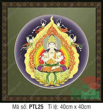Hình Đại Nhật Như Lai PTL25, Ngài tọa sen xanh giữa hào quang lửa