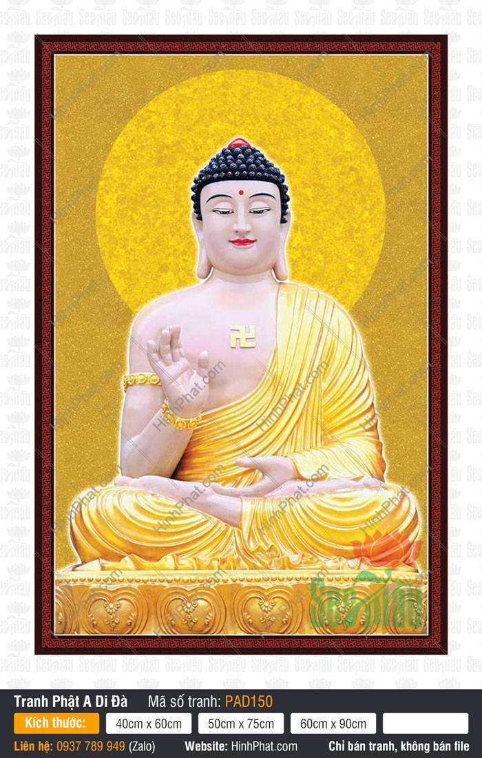 Hình Ảnh Phật A Di Đà Chất Lượng Cao PAD150 Bức Hình Ảnh Phật A Di Đà Chất Lượng Cao an tọa đài sen vàng tỏa hào quang