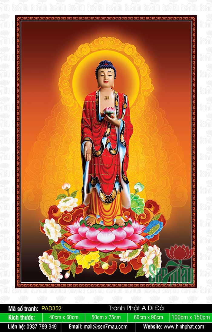Hình Phật A Di Đà Tiếp Dẫn PAD352 - Phật A Di Đà: Nếu bạn yêu thích những hình ảnh về Phật A Di Đà, chắc chắn rằng bức hình này sẽ khiến bạn cảm thấy hài lòng. Bức hình này rất đẹp và trang trọng, rõ ràng minh họa một khía cạnh quan trọng của Phật A Di Đà, là tính cách và sự hiện diện thường trực.