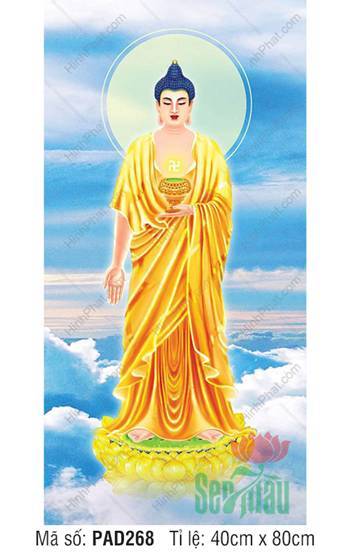 Hình A Di Đà Phật Đẹp Nhất PAD268, Dáng Đứng Tòa Sen Vàng