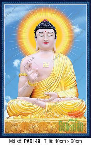 Hình Ảnh Phật A Di Đà PAD149, Đức Phật ngồi bệ vàng tỏa sáng
