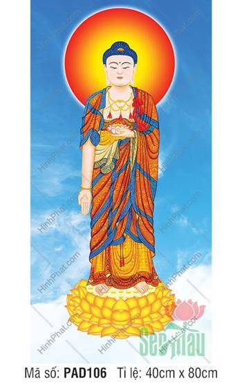Phật A Di Đà, Hình Phật A Di Đà, Tranh Phật A Di Đà PAD106, y áo đỏ